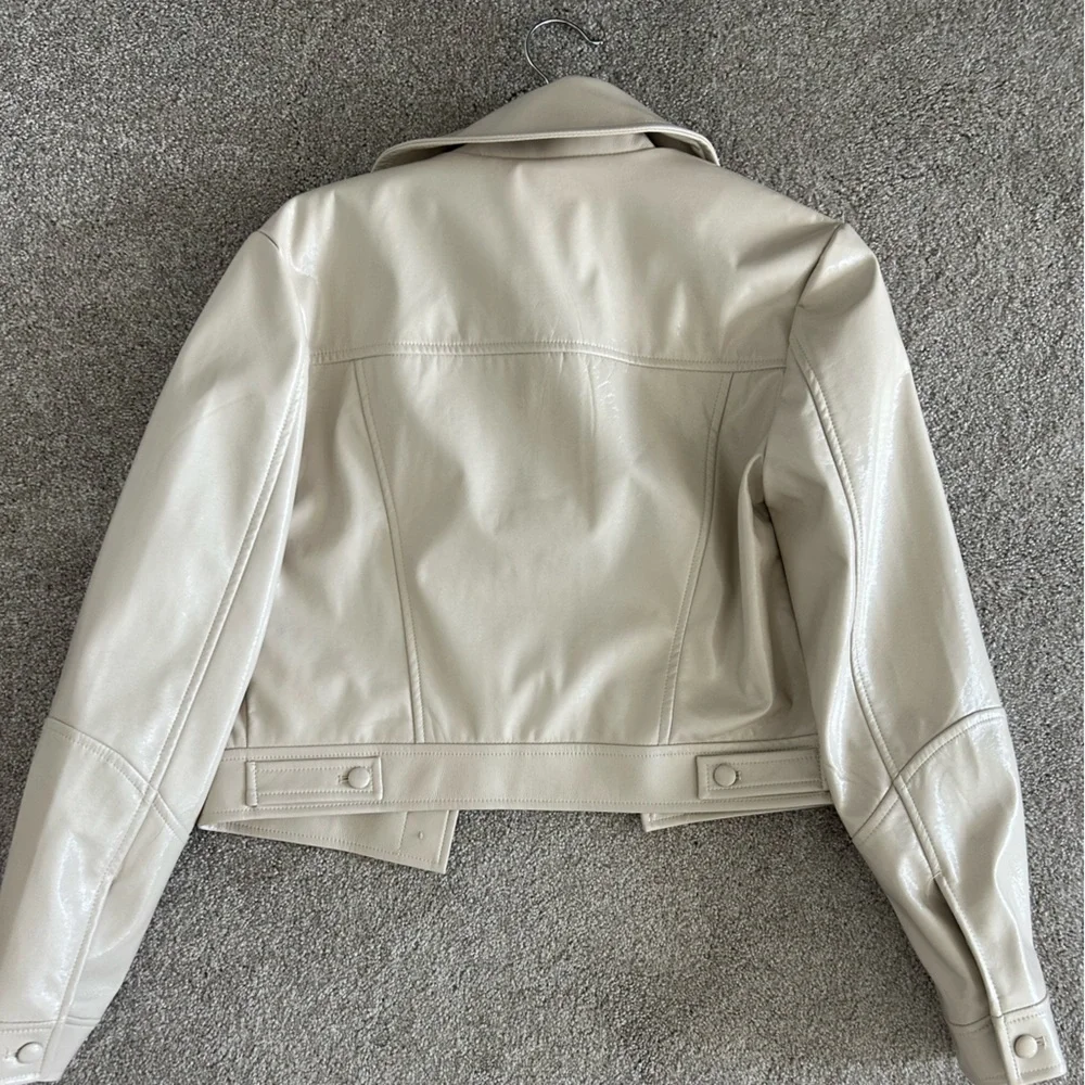 7 For All Mankind Cream Faux Leather Jacket - S - NWT - Picture 3 of 4